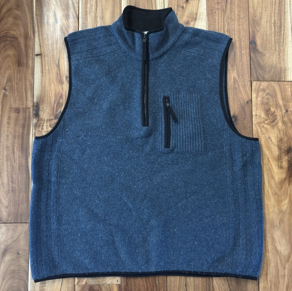 Territory Ahead Lambswool Sweater Vest Mens Lg Blue 1/4 Zip Old Money Gorp Prep